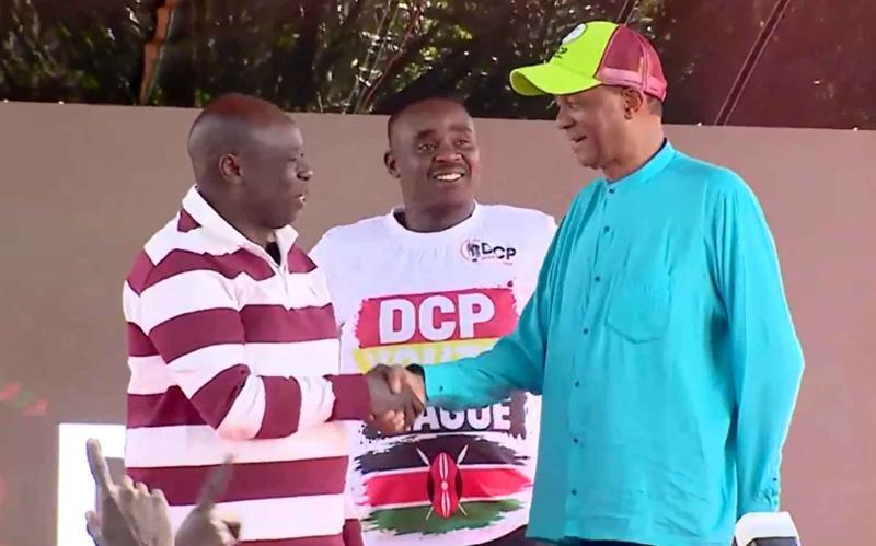 Screengrab image of Rigathi Gachagua welcoming Yusuf Hassan to DCP.
